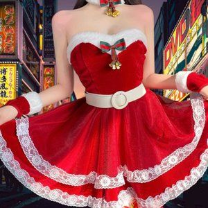 Red Women Christmas Dress Set Christmas Cosplay Sexy Christmas Lingerie Set